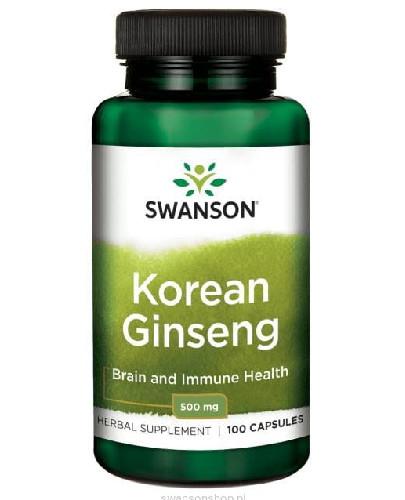 zdjęcie produktu Swanson Korean Ginseng (Żeń-szeń Koreański) 500 mg 100 kapsułek