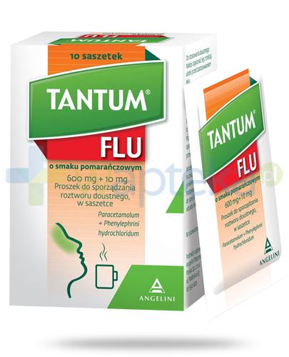 podgląd produktu Tantum Flu 600 mg + 10 mg smak pomarańczowy 10 saszetek