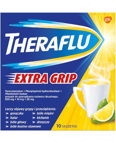 zdjęcie produktu Theraflu Extra Grip saszetki na objawy grypy i przeziębienia 10 saszetek