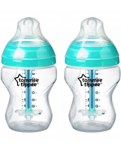 podgląd produktu Tommee Tippee Advanced Anti-colic butelka antykolkowa ze smoczkiem o wolnym przepływie 0m+ zielona 2 x 260 ml [42252575]