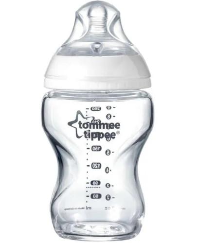 podgląd produktu Tommee Tippee Closer To Nature szklana butelka do karmienia ze smoczkiem o wolnym przepływie 0m+ bezbarwna 250 ml [42243875]