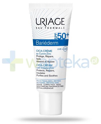 podgląd produktu Uriage Bariederm Cica SPF50+ krem regenerujący z Cu-Zn na drobne uszkodzenia skóry 40 ml