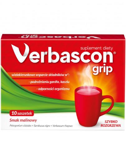 podgląd produktu Verbascon Grip proszek do rozpuszczenia o smaku malinowym 10 saszetek