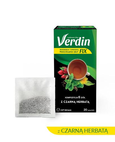 podgląd produktu Verdin fix z czarną herbatą kompozycja 6 ziół dla wsparcia żołądka jelit i procesów trawiennych 20 saszetek