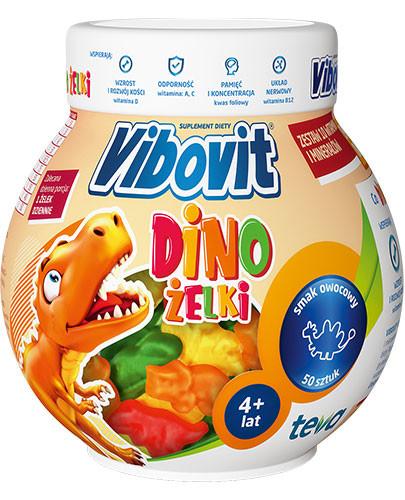 podgląd produktu Vibovit Dinożelki zestaw 10 witamin i minerałów dla dzieci 4+ 50 sztuk