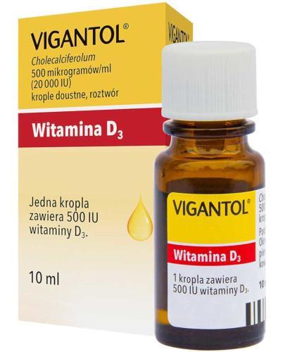 podgląd produktu Vigantol witamina D3, Cholecalciferolum 500µg/ml 20000 IU, krople doustne 10 ml