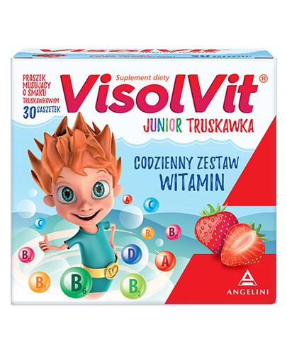 podgląd produktu Visolvit Junior Truskawka proszek o smaku truskawkowym 30 saszetek