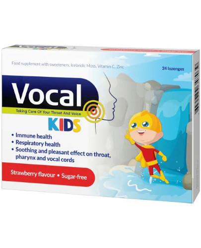 podgląd produktu Vocal Kids pastylki do ssania o smaku truskawkowym 24 sztuki