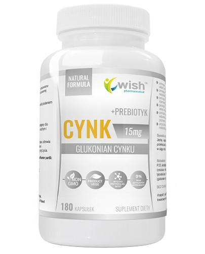 zdjęcie produktu Wish Cynk 15 mg (glukonian cynku) + Prebiotyk 180 kapsułek