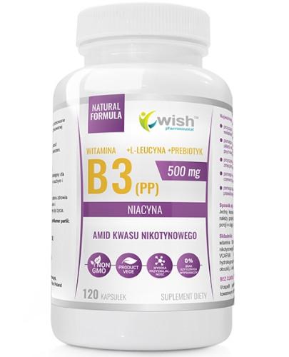 podgląd produktu Wish Witamina B3 (PP) 500 mg + L-leucyna + Prebiotyk 120 kapsułek