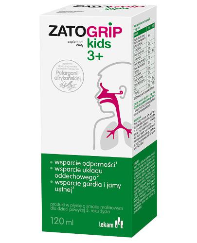 podgląd produktu Zatogrip Kids 3+ syrop o smku malinowym dla dzieci 120 ml