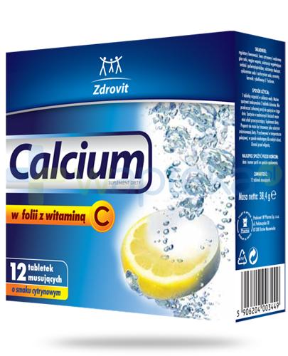 zdjęcie produktu Zdrovit Calcium w folii z witaminą C o smaku cytrynowym 12 tabletek