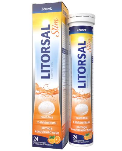 zdjęcie produktu Zdrovit Litorsal Slim smak pomarańczowy 24 tabletek musujących