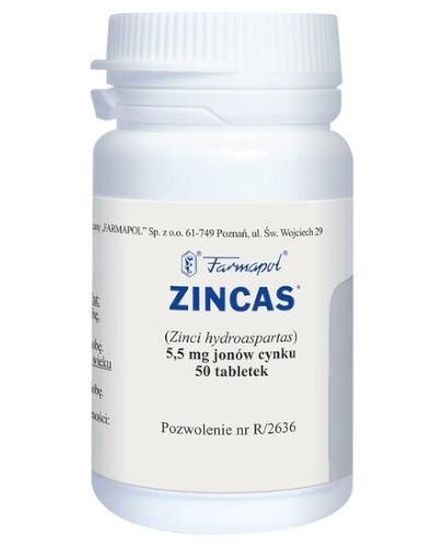 zdjęcie produktu Zincas 5,5 mg jonów cynku (31 mg cynku) 50 tabletek