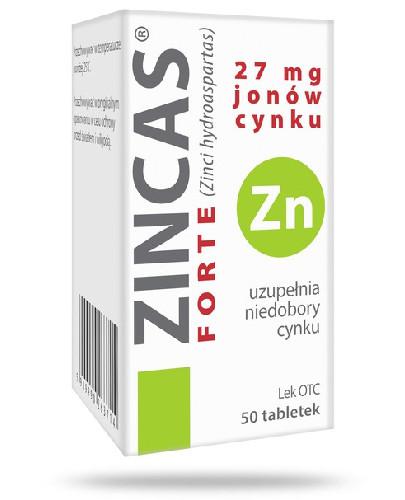 zdjęcie produktu Zincas forte 27 mg jonów cynku (150 mg cynku) 50 tabletek