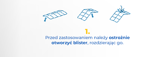 Przed zastosowaniem należy ostrożnie otworzyć blister, rozdzierając go.